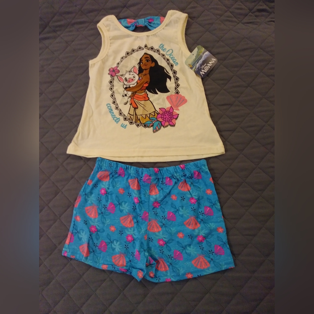 Disney Moana Kids Matching Set - Cream and Blue